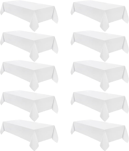 VidaFete Tablecloth 60 * 102inch 10pack Rectangle Table Cloth Polyester, Stain Wrinkle Resistant Dining Table Cover for Kitchen Dinning Party Wedding Rectangular Tabletop Buffet Decoration(White)