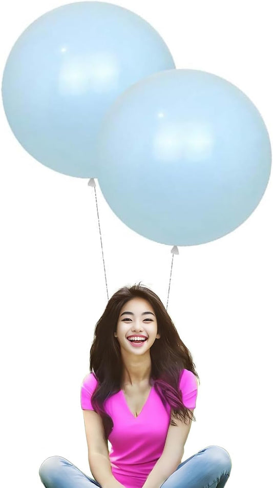 IN-JOOYAA 15Pcs 24 Inch Balloons Macaron Blue Giant Round Balloons Large Balloon For Wedding Baby Shower Birthday Party Decorations