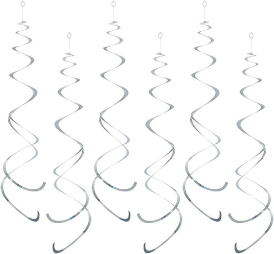 Party Swirl Decorations, Hanging Swirl for Ceiling Decorations, Silver, Pack of 30