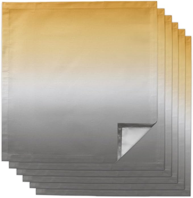Cloth Napkins Yellow and Grey Ombre Set of 6 Dinner Napkins Paper Soft Durable Washable Table Napkin Yellow Gradient Color Reusable Napkins for Family Dinners Weddings and Everyday Use 20x20 Inch