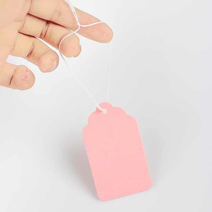 Hang Tags with String Attached,Pack of 500 Price Tags (2.75"x1.57",Pink)
