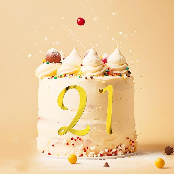 Large Acrylic Cake Numbers Topper, 3.5 inch 0-9 Numbers Happy Birthday Cake Topper Gold Acrylic Wedding Party Cupcake Toppers for Birthday Party Wedding Anniversary Decorations