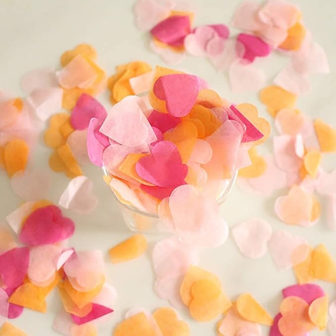 1 inch Hot Pink Tissue Paaper Heart Confetti 4000 Pieces Biodegradable Confetti Paper for Wedding Party Balloon or Table Decor