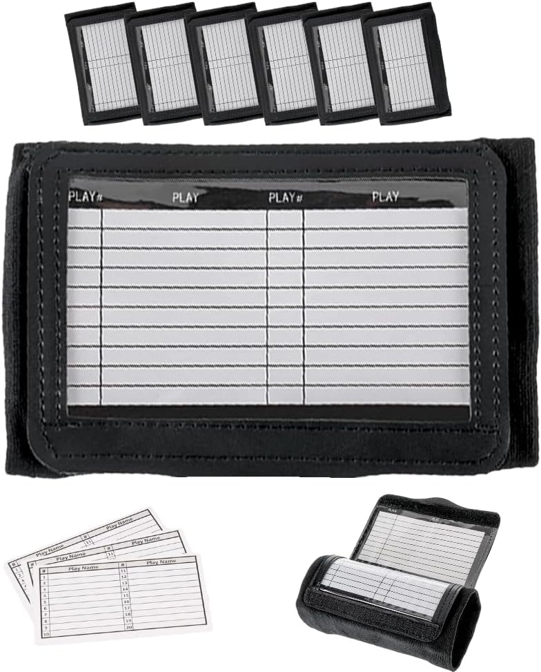 DD QB Playbook Wristband Youth and Adult Size - Black Football Quarterback Play Wristbands for Adult and Youth - Wrist Coach for All Sports with 3 Compartments