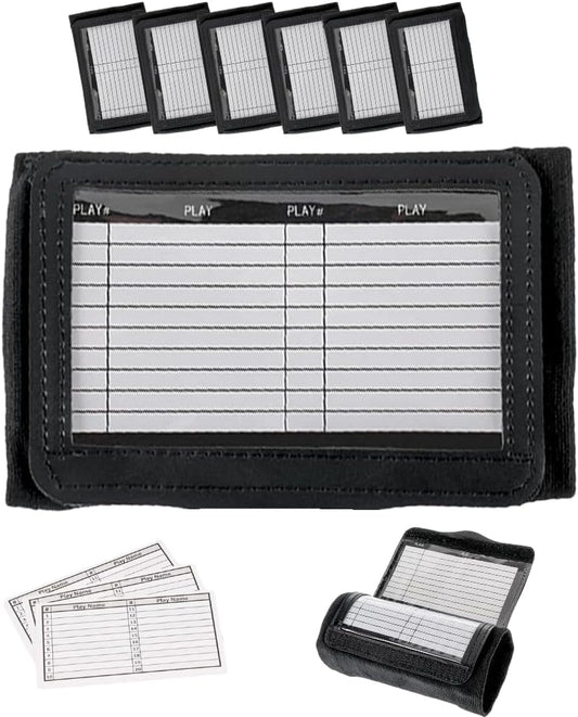 DD QB Playbook Wristband Youth and Adult Size - Black Football Quarterback Play Wristbands for Adult and Youth - Wrist Coach for All Sports with 3 Compartments