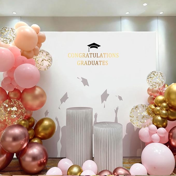 Pink and Gold Balloon Garland Arch Kit, 167Pcs Metallic Pearl Rose Gold Pastel Pink Nude Latex Balloons for Women Girl Princess Birthday Engagement Wedding Party Decorations