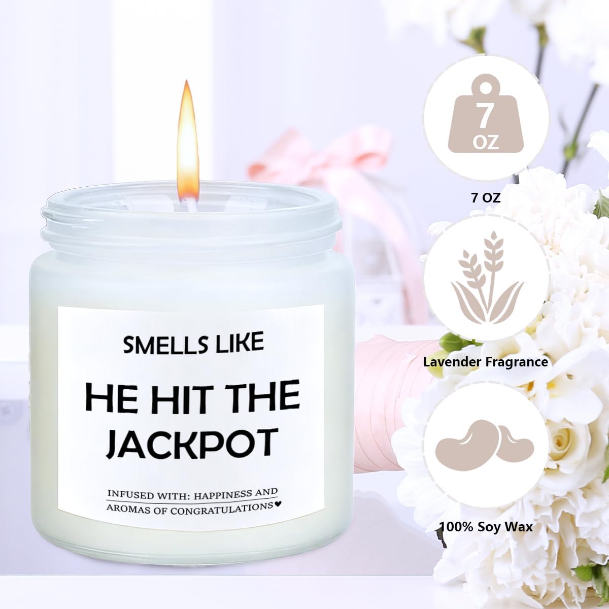 Engagement Gifts for Couples Her Engagement Party Decorations Gift for Couple Wine Bag Scented Candles Set Pairs Well with Getting Engaged Gifts Smell Like He Hit The Jackpot Wine Bottle Bag