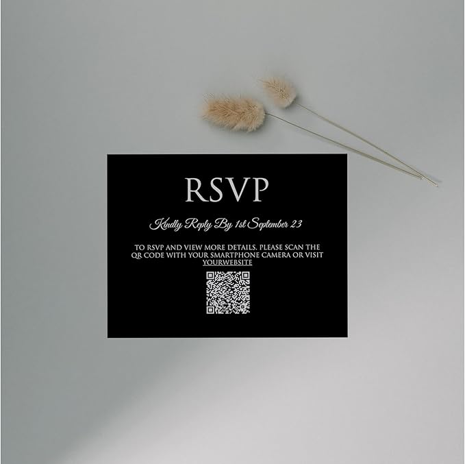 TrendPrintStore RSVP Card With QR Code, Very useful (Detail, Thank You, Reception) (4” x 5.3” or 10 cm x 13,5 cm) With Black And White Card Options