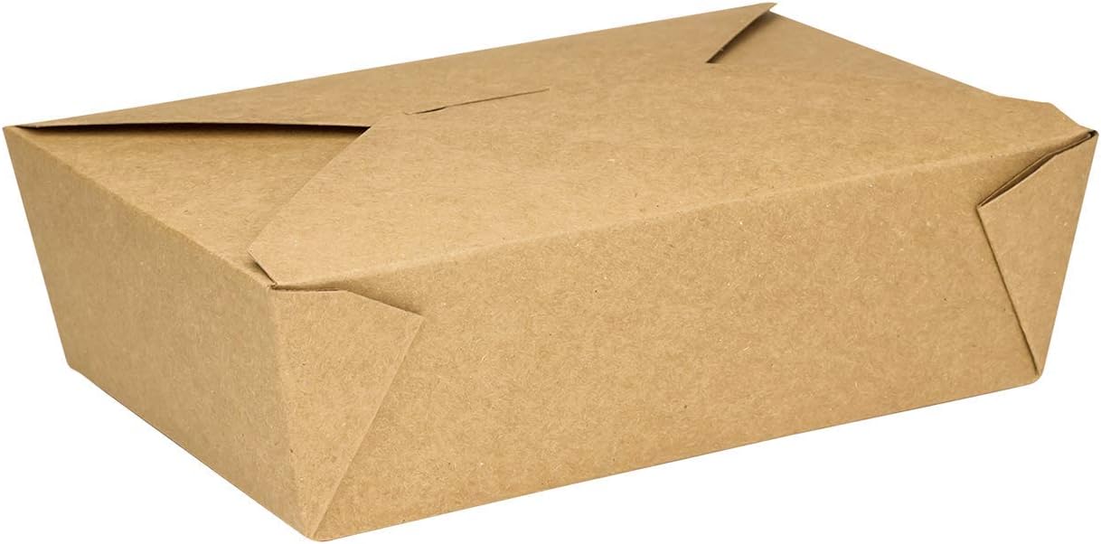 Karat Paper To Go Boxes [76 oz - 200ct] Leak-Resistant, Microwavable, Heavy-Duty Take Out Boxes | Grease Resistant & Stackable | #3 Kraft Brown