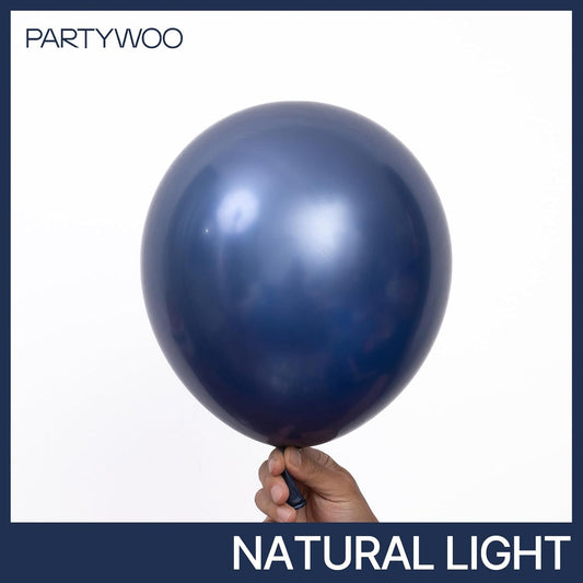 PartyWoo Metallic Navy Blue Balloons 50 pcs 12 Inch Metallic Dark Blue Latex Helium Balloons for Graduation New Year Weddings Father's Day Baby Shower Birthday Party Decorations Blue-G113