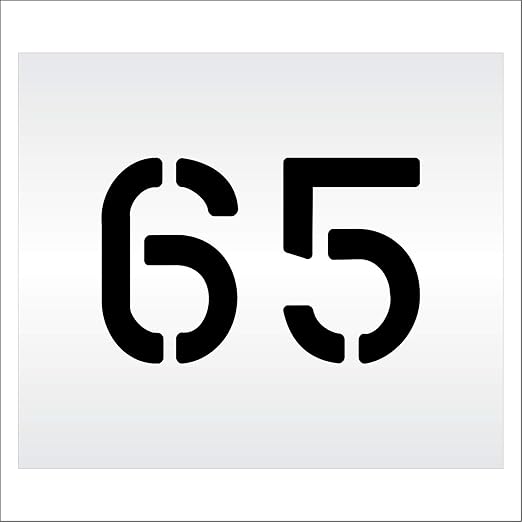 Pavement, Curb, and WheelStop Stencils - 6 inch Double Number Stencil - (65) - 6" x 9" x 1/16" (63 mil) - Light-Duty
