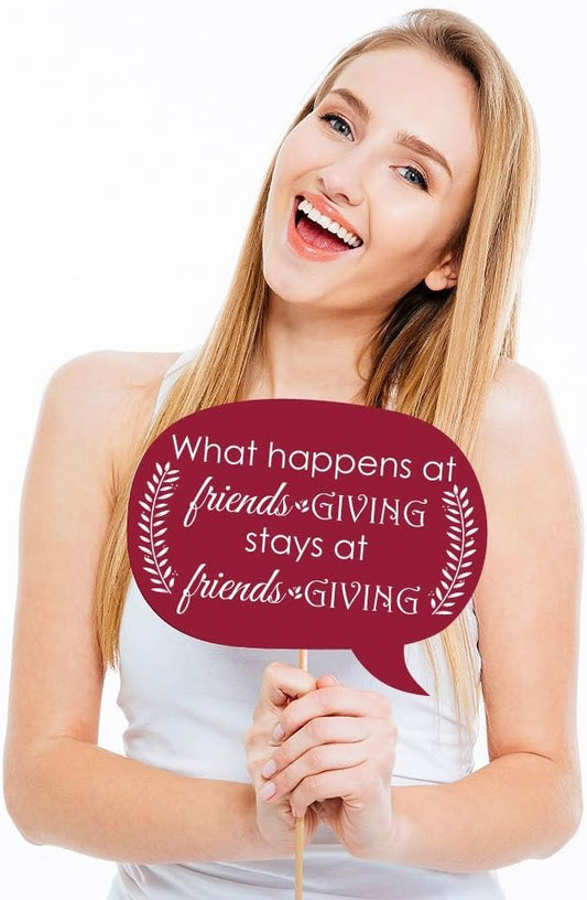 Big Dot of Happiness Funny Friends Thanksgiving Feast - Friendsgiving Photo Booth Props Kit - 10 Piece