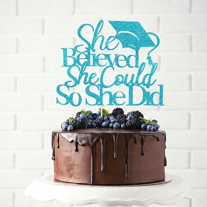 She Believed She Could So She Did Cake Topper,2026 Graduation Cake Topper,Cake Decorations for Girls,2026 High School/College/University Graduation