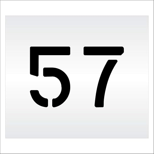 Pavement, Curb, and WheelStop Stencils - 6 inch Double Number Stencil - (57) - 6" x 9" x 1/16" (63 mil) - Light-Duty