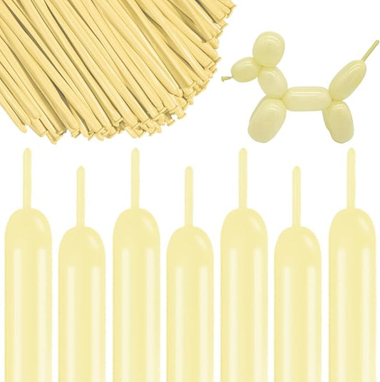 260 Long Balloons 100 Pack Pastel Yellow Twisting Animal Balloons Thickening Latex Modeling Long Magic Balloons for Animal Model Weddings Birthdays Festival Party Decorations