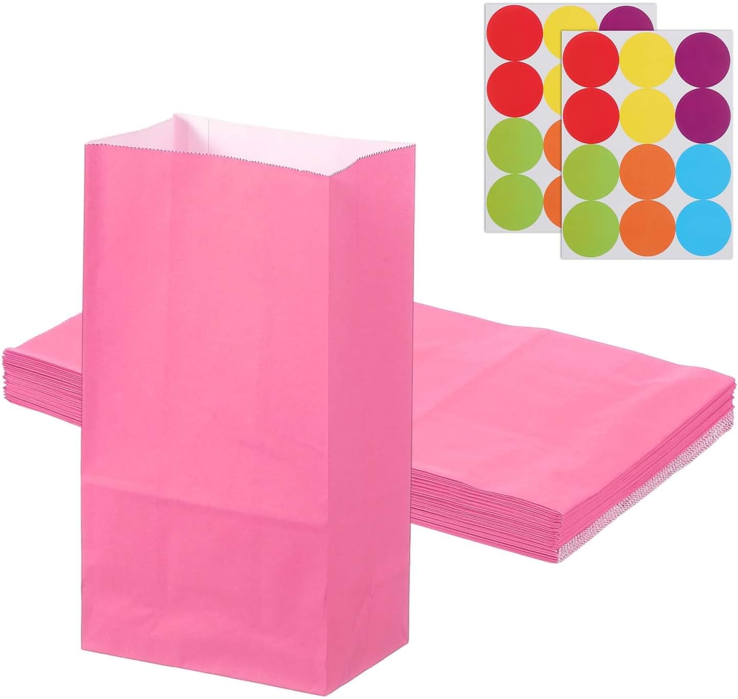 PATIKIL Party Favor Bag, 24 Pcs 5.1x3.1x9.4 Inch Medium Paper Candy Bags Gift Treat Celebration Halloween Goody Birthday Wedding Party with Stickers, Rose Red