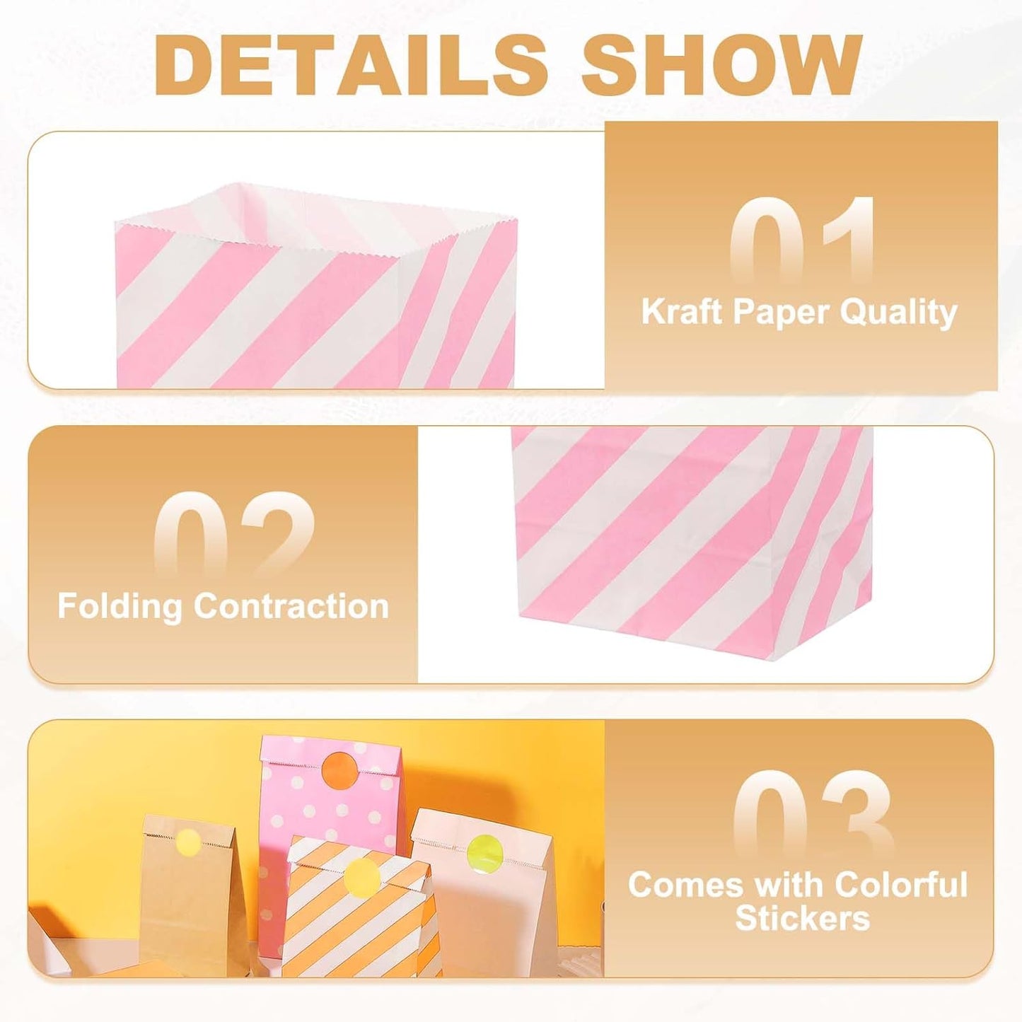 PATIKIL Party Favor Bag, 24 Pcs 3.5x2.4x7.1 Inch Mini Paper Candy Bags Gift Treat Celebration Halloween Goody Birthday Wedding Party with Stickers, Pink Twill