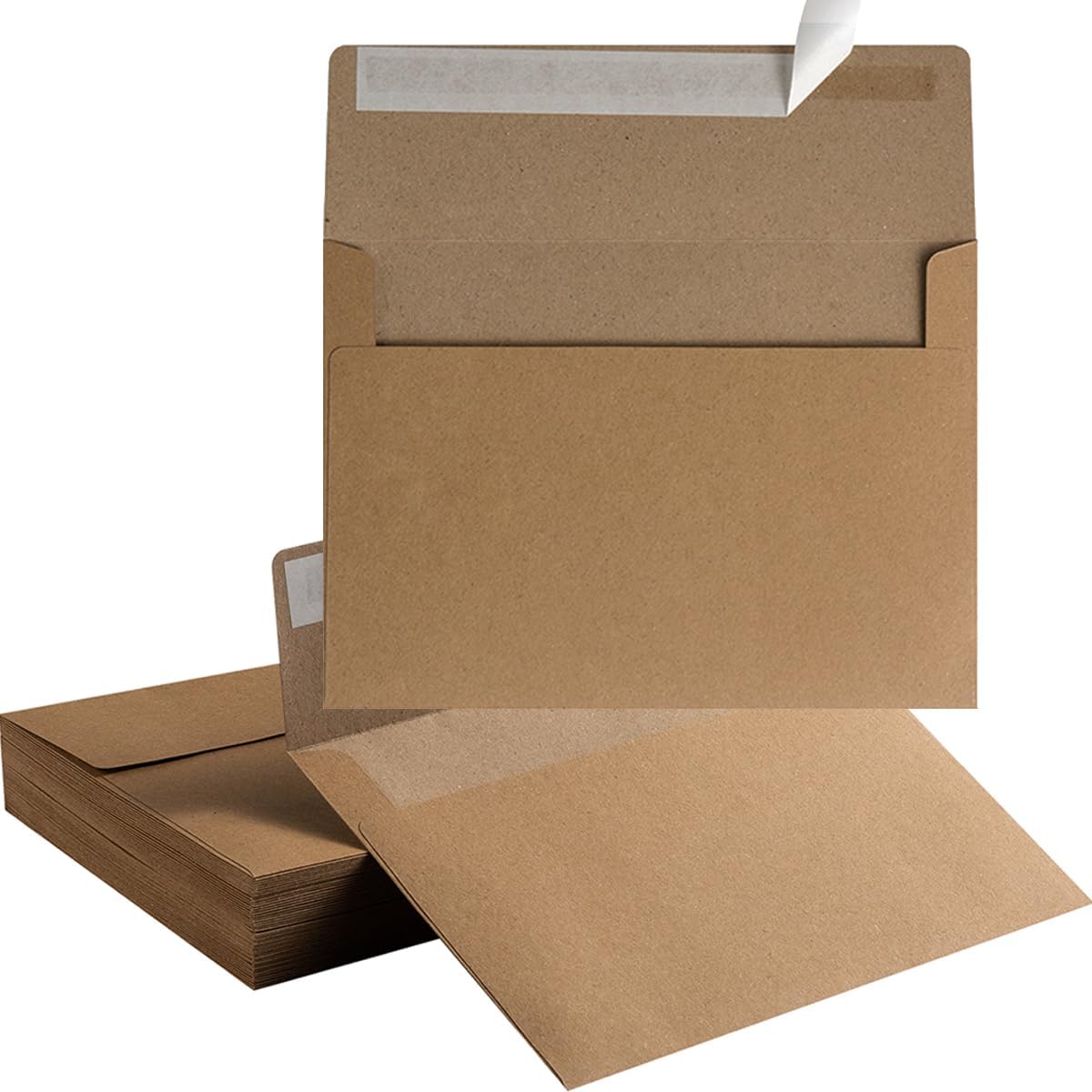 50 Pack 5 x 7 Envelopes Brown Self Seal for Wedding, Party Invitations, Greeting Cards, Announcements, Photos, 5.24 x 7.21 Inches (Brown)