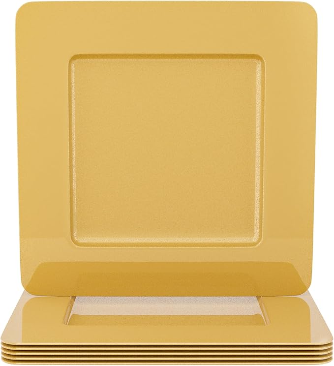MAONAME Gold Charger Plates, Plastic Plate Chargers Set of 6, 13" Round Chargers for Dinner Plates, Decorative Table Charger for Wedding, Table Setting