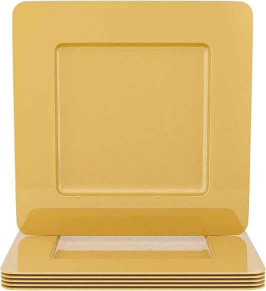 MAONAME Gold Charger Plates, Plastic Plate Chargers Set of 6, 13" Round Chargers for Dinner Plates, Decorative Table Charger for Wedding, Table Setting