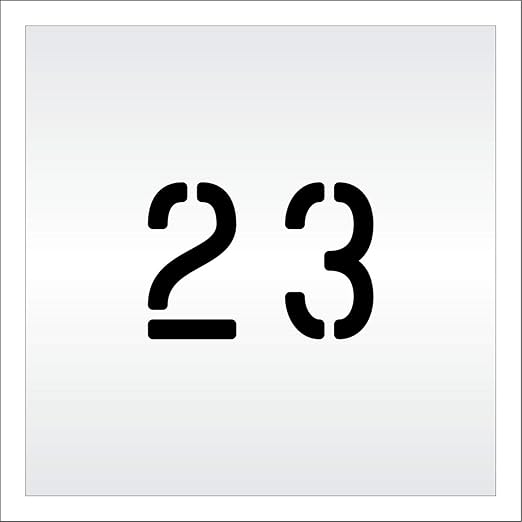 Pavement, Curb, and WheelStop Stencils - 4 inch Double Number Stencil - (23) - 4" x 5.5" x 1/8" (128 mil) - Pro-Grade
