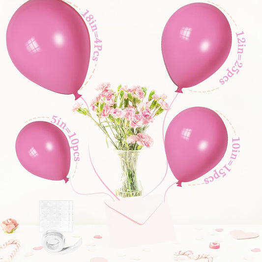 Hot Pink Balloons, Scmdoti Peach Red Balloons Different Sizes 18 12 10 5 Inches,Bright Pink Balloon Garland Arch for Boho Birthday Baby Shower Bridal Shower Wedding Decorations(Peach Red)