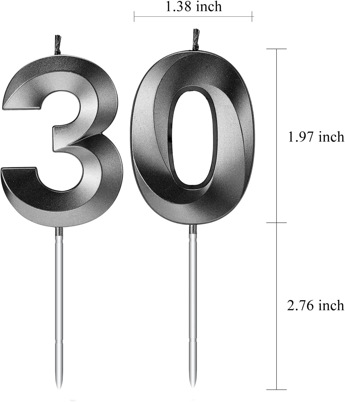 30th Birthday Candles Numbers for Cakes Numerals 30 Candles Happy Thirtieth Birthday 3D Designed Wedding Anniversary Party Cake Topper Decorations (30, Black)