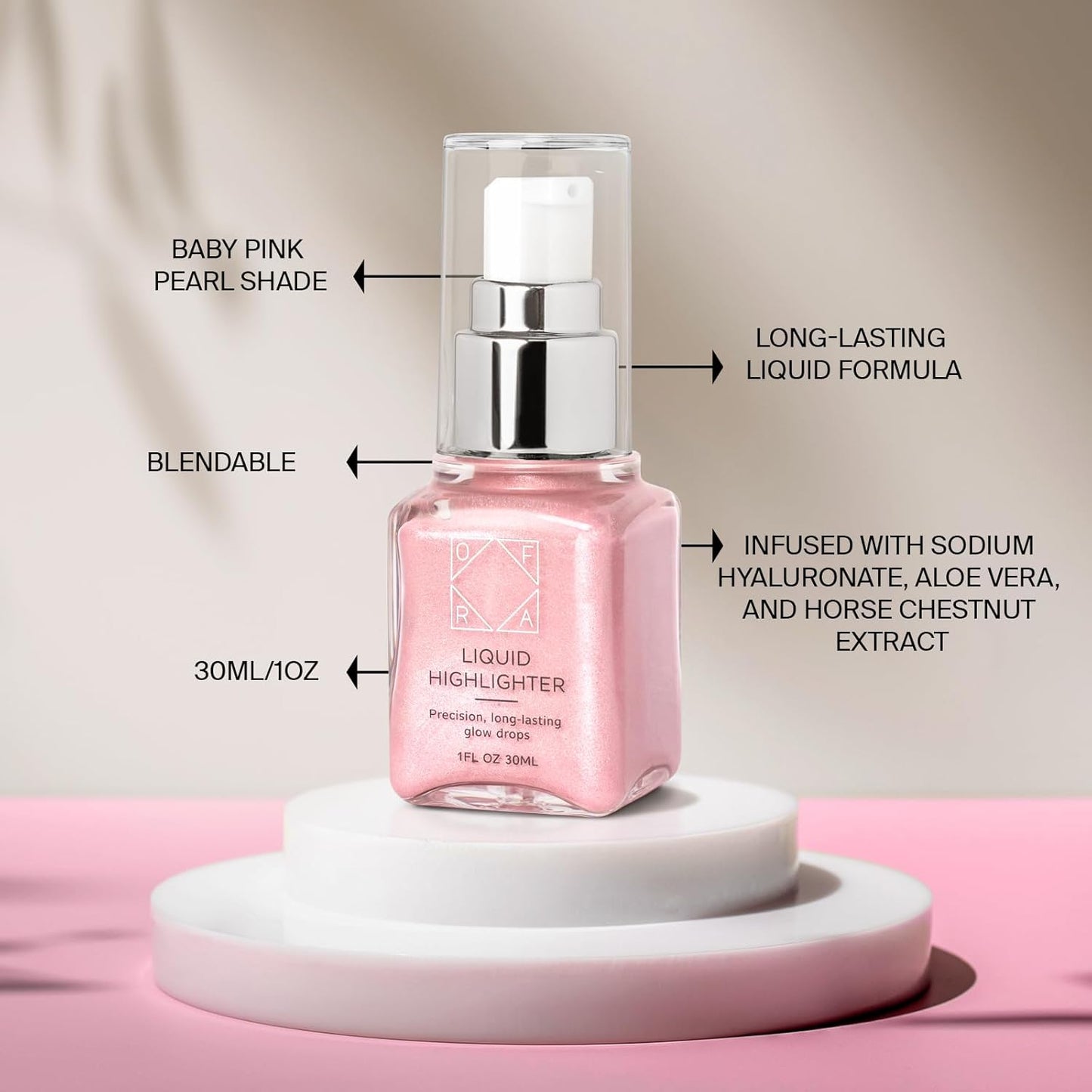 Ofra Star Lit Liquid Highlighter Cupid | Gel-Like Liquid Highlighter for a Pearl, Luminous Glow | Long-Lasting, Blendable, and Buildable Formula | 30ml/1oz