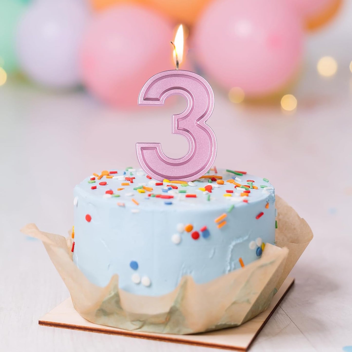 BEAN LIEVE Rose Gold Birthday Candles Number 3, Rose Gold Number Candles, Cake Number Candles for Birthday Parties and Wedding Anniversary Celebrations