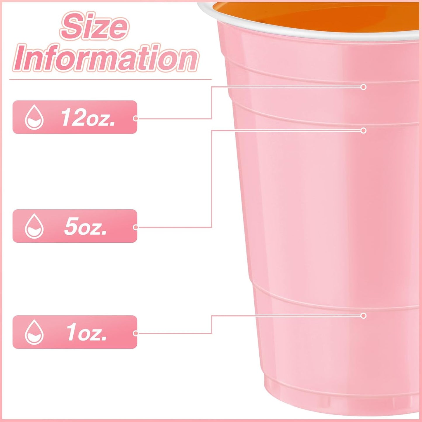 Lounsweer 100 Pack 16 Ounce Christmas Plastic Party Cups Disposable Heavy Duty Drinking Water Cups for Holiday Christmas Festival Wedding New Year Birthday Party Supplies(Light Pink)