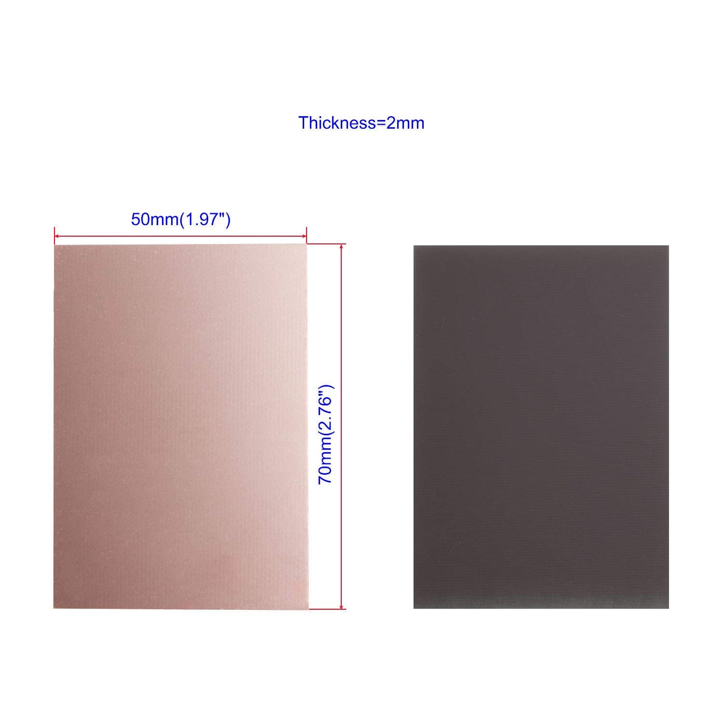 Aoje-Link Single Side Copper Clad PCB Laminate Circuit Board, FR-4 Glass Fiber, 70 x 50 x 2mm, 5pcs