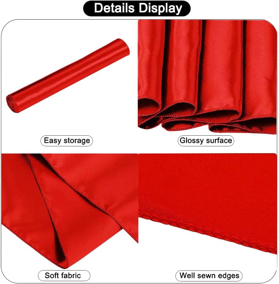 12 Pack Satin Table Runner 12 x 108 Inch Long Satin Table Runners for Wedding Banquet Graduations Birthday Party Decoration (Red)
