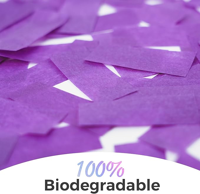 [6 Pack] 12 Inch Biodegradable Purple Confetti Poppers | Confetti Cannons for Wedding Celebration, Birthday PartyChristmas Eve and New Year Celebration