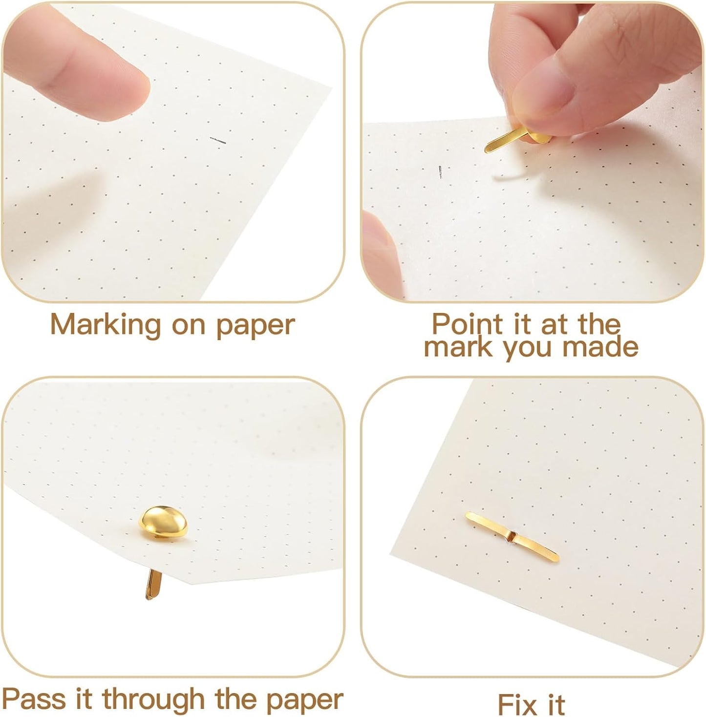 Hotop 500 Pcs Brads for Paper Crafts Metal Round Brass Paper Fasteners for Craft Art Crafting School DIY Supplies(0.3 x 0.7 Inch,Golden)