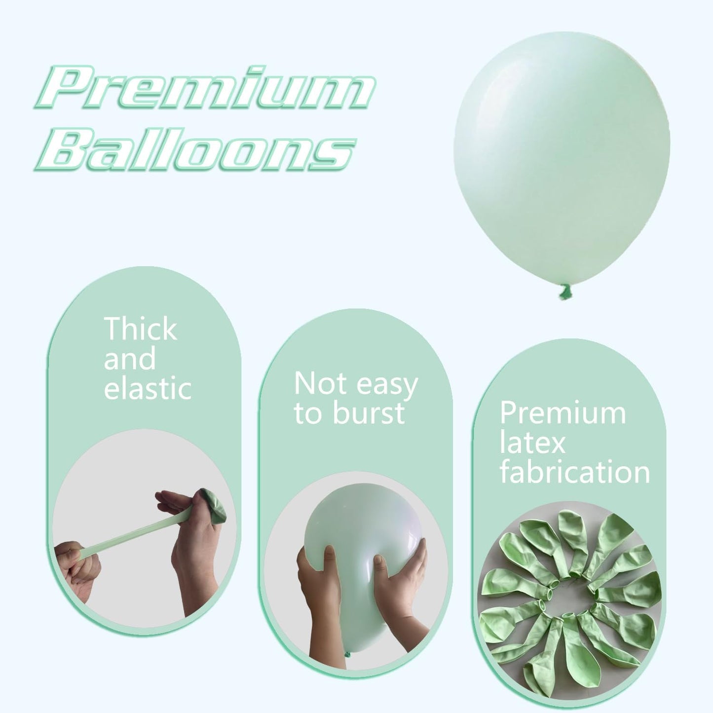 Pastel Green Balloons 145pcs Different Sizes 18 12 10 5 Inches Mint Green Latex Balloon Garland Arch for Birthday Baby Shower Wedding Anniversary Graduation Party Decorations