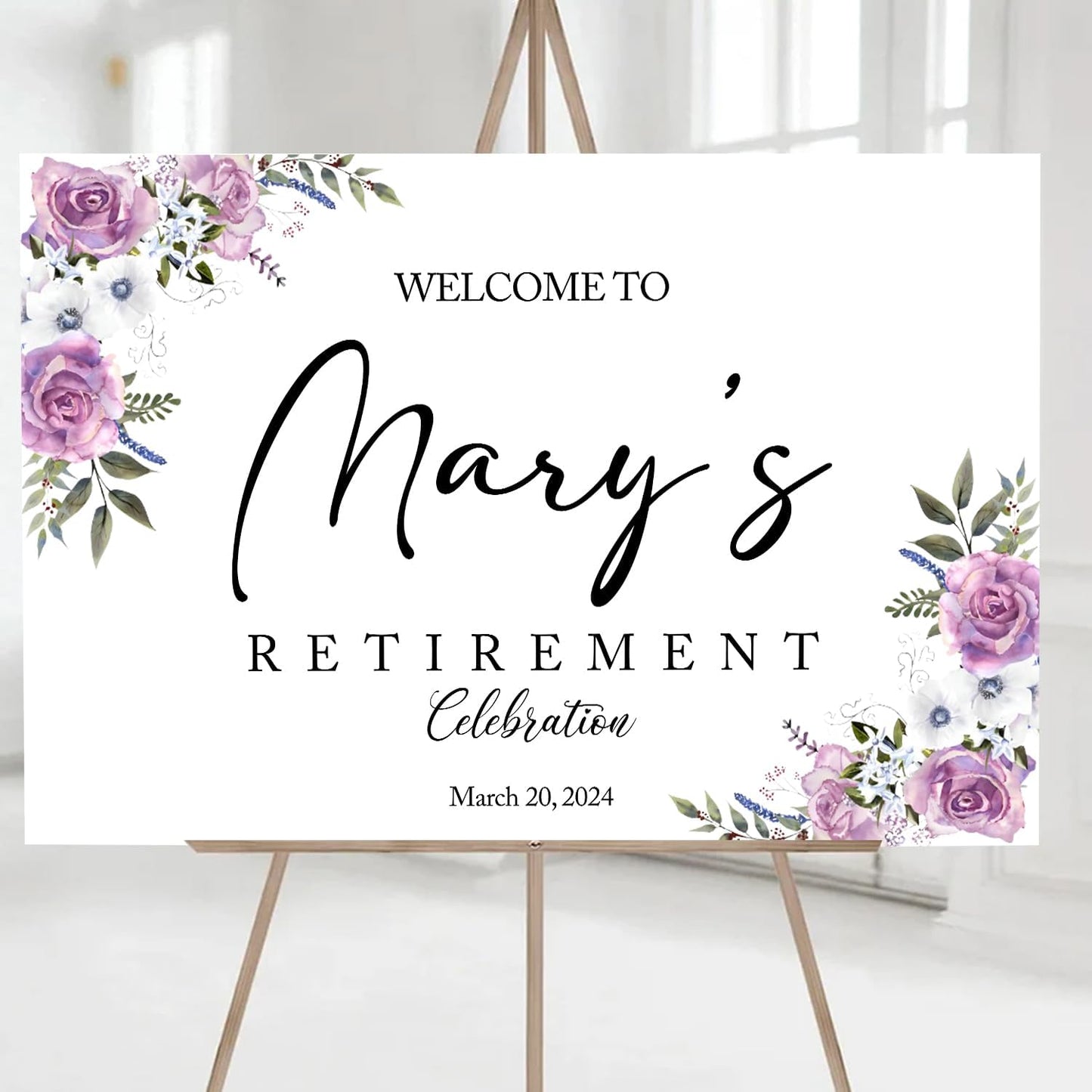 Retirement Party Decor - Gold & Black Celebration Welcome Sign, Full Size