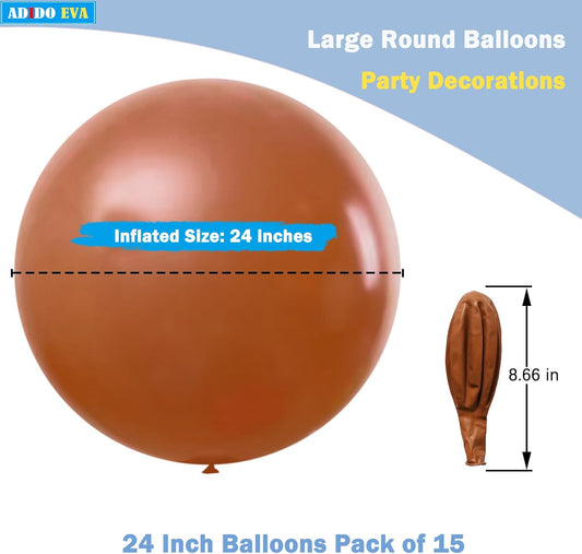 15Pcs 24 Inch Balloons Brown Giant Round Balloons Large Balloon for Festival, Christmas, Birthday Party Decorations