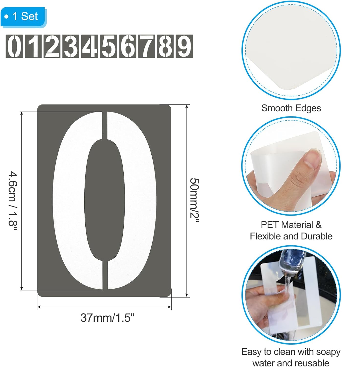 PATIKIL 2 Inch 10Pcs Large Number Stencils, 0-9 Address Number Stencil, Reusable Plastic Digital Templates for Crafts Wood Stencils Templates White