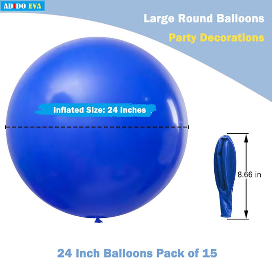 15Pcs 24 Inch Balloons Royal Blue Giant Round Balloons Large Balloon for Festival, Christmas, Birthday Party Decorations