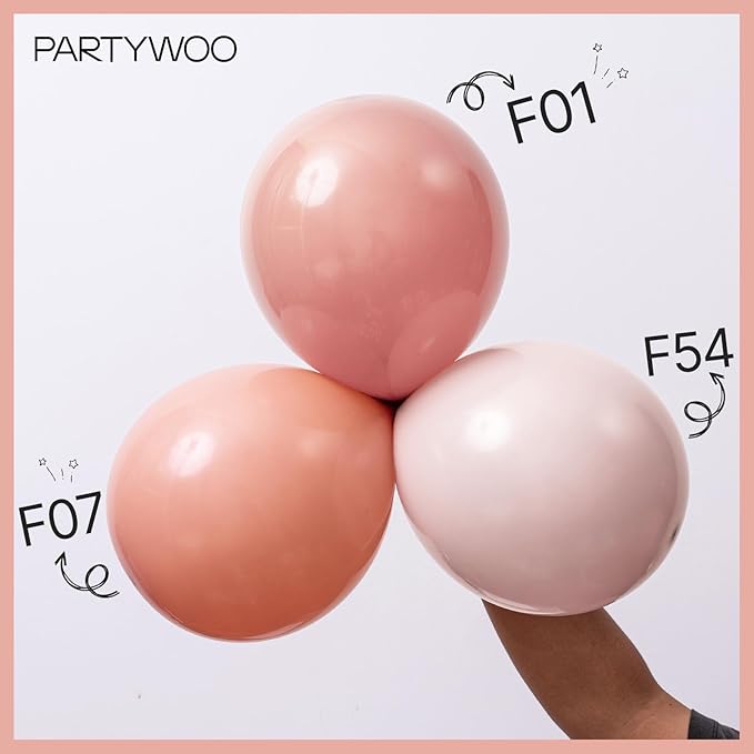 PartyWoo Dusty Pink Balloons 140pcs Different Sizes of 18 12 10 5 Inch Boho Blush Lilac Pink Latex Balloons for Birthday Baby Shower Graduation Anniversary Bachelorette Party Decorations Pink-F54