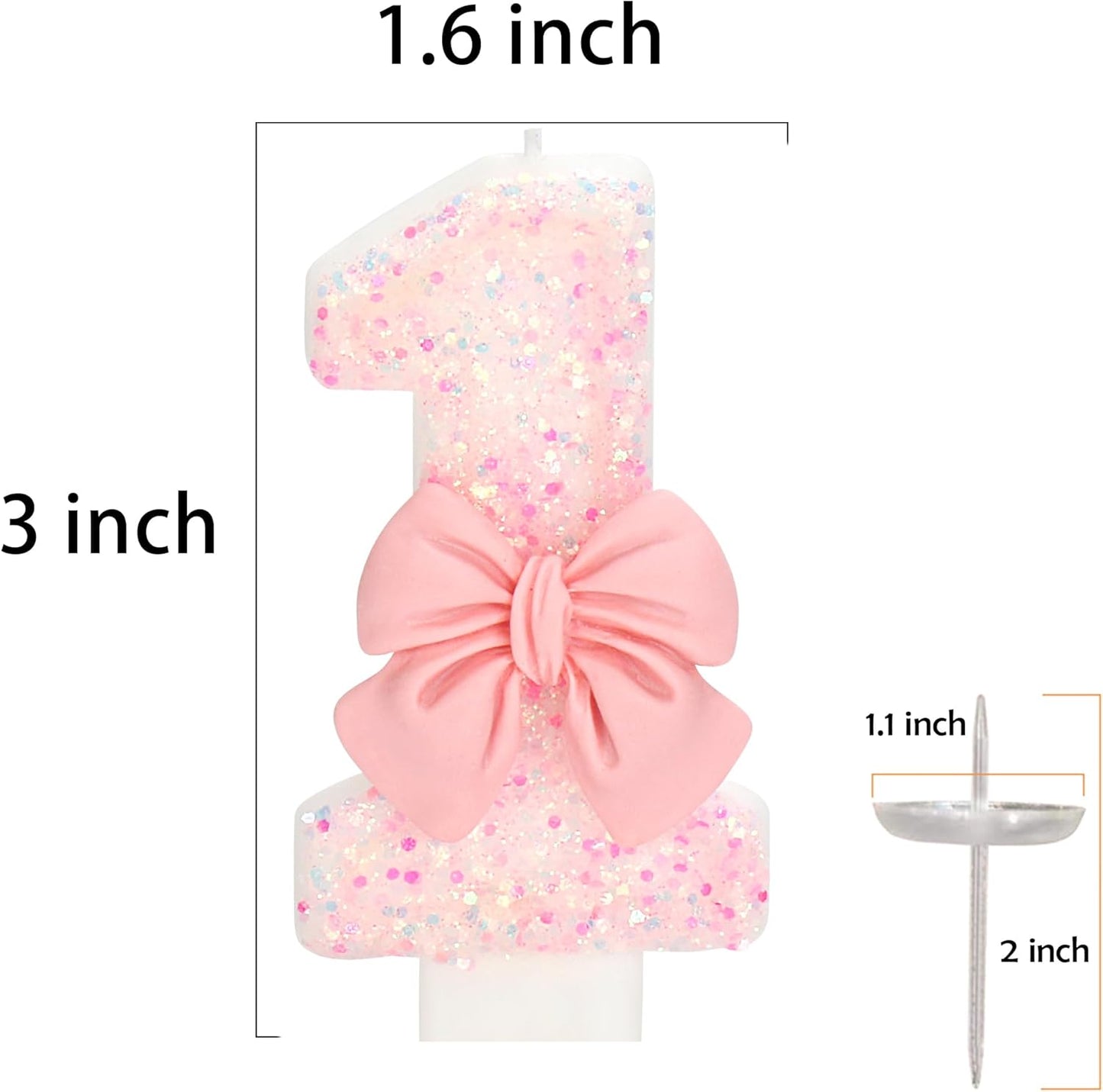 Birthday Candle for Cake, Pink Bow Number Cake Candles, 2.76 inch Number Happy Birthday Candle, Cake Topper Decoration for Birthday Party (Number 14)