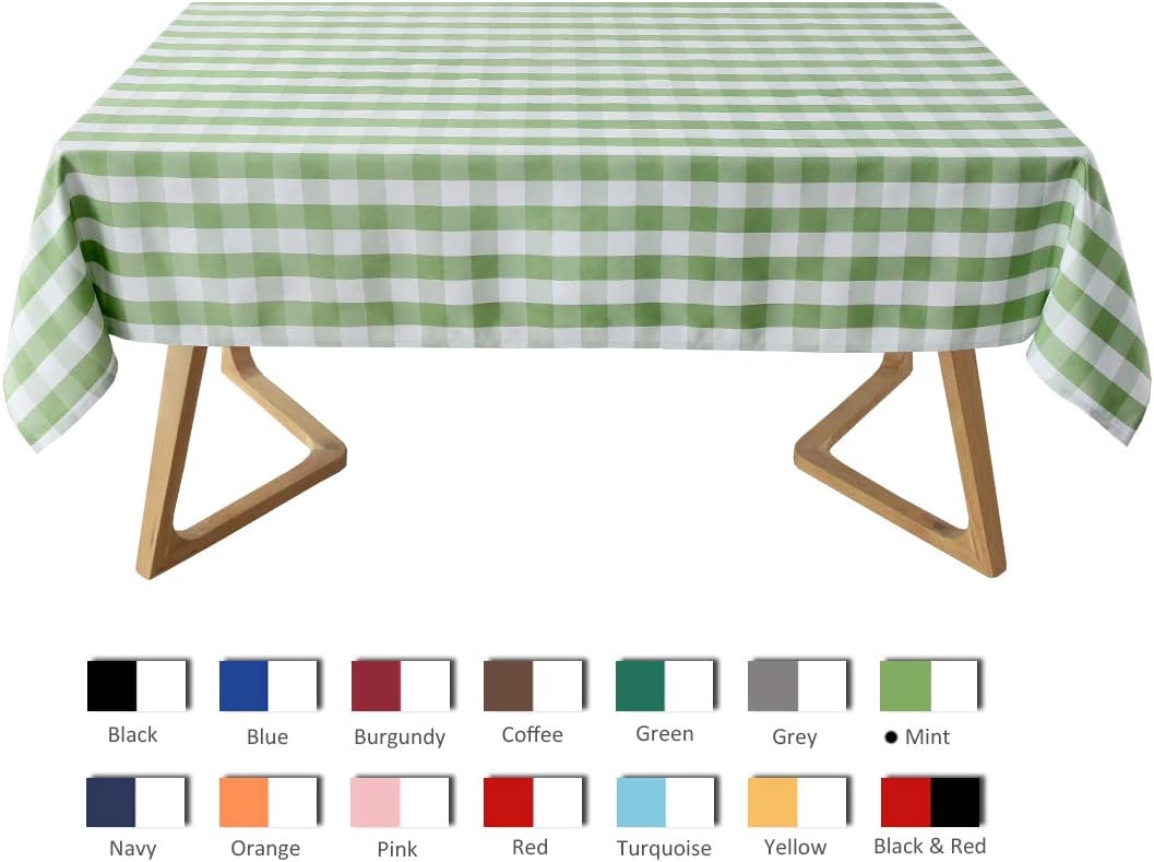 maxmill Square Checkered Tablecloth Water Resistance Antiwrinkle Spillproof Heavy Weight Gingham Table Cloth Buffalo Plaid for Buffet Banquet Parties Event Holiday Dinner 70 x 70 Inch Mint and White