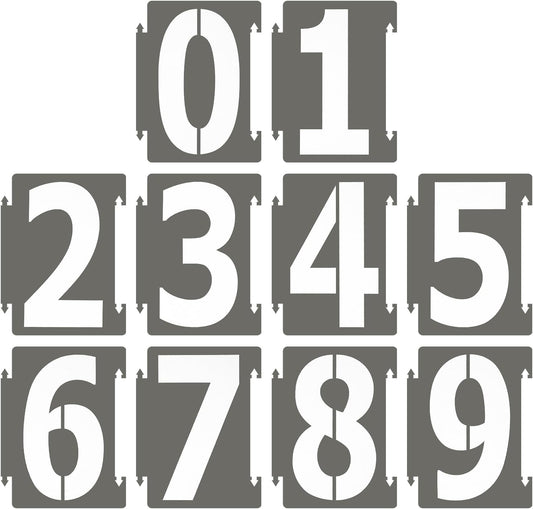 PATIKIL 20Pcs 9 Inch Large Number Stencils, 0-9 Address Number Stencil, Reusable Plastic Digital Templates for Crafts Drawing Wood Stencils Templates White