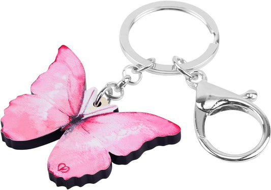 BONSNY Morpho Menelaus Butterfly Key Chains for Women Car Purse Bag Rings Pendant Charms