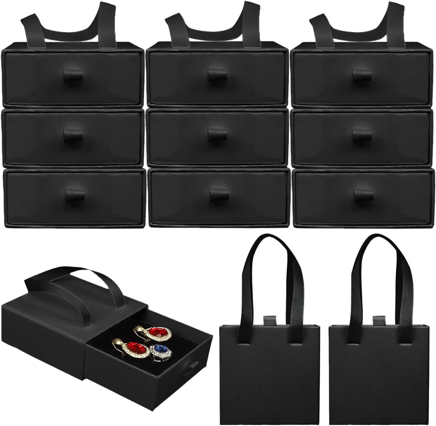Small Jewelry Boxes, 12 Pack Jewelry Gift Boxes Drawer Jewelry Box Necklace Box, Jewelry Gift Box Necklace Gift Box For Earrings Rings Necklace Bracelet,4 x 4 x 1.7 Inches (Black)