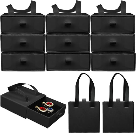 Small Jewelry Boxes, 12 Pack Jewelry Gift Boxes Drawer Jewelry Box Necklace Box, Jewelry Gift Box Necklace Gift Box For Earrings Rings Necklace Bracelet,4 x 4 x 1.7 Inches (Black)