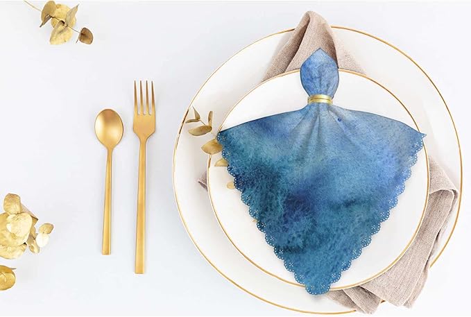 Yibeas Ombre Cloth Napkins Set of 4 Soft Delicate Blue Watercolor Ombre Polyester Dinner Square Napkin for Family Restaurant Weddings Parties 18 x 18 inch