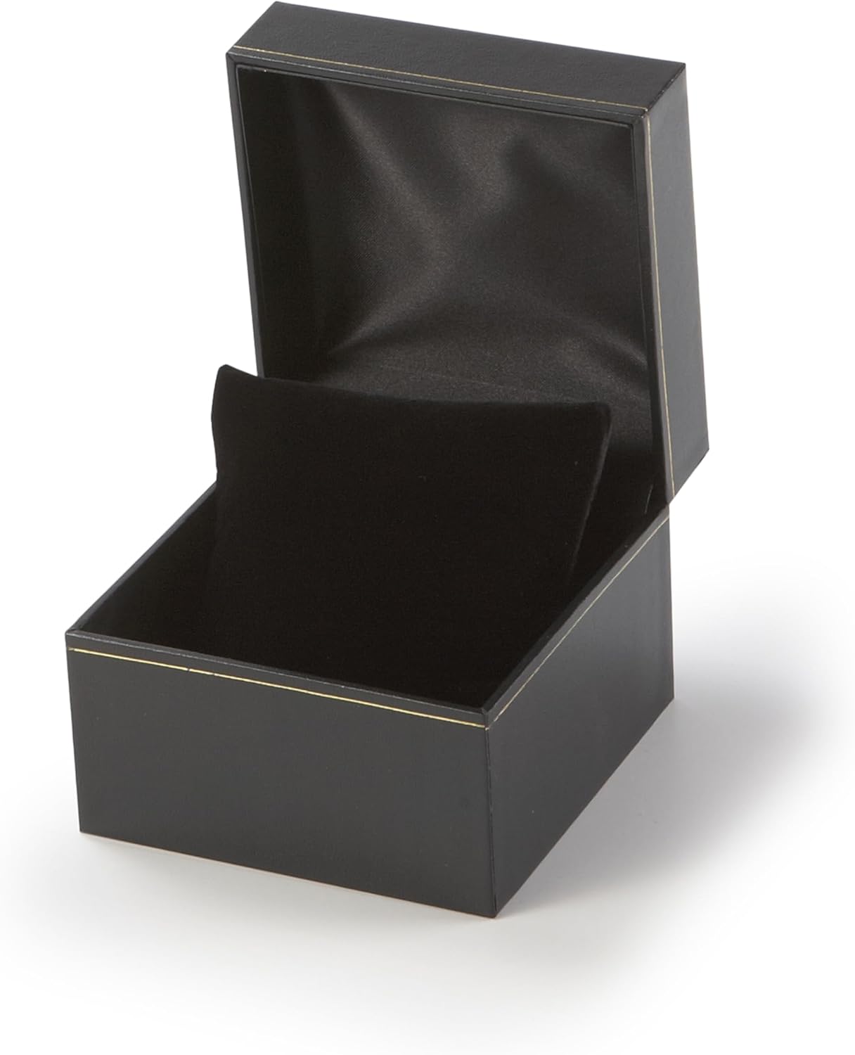 Novel Box Black Jewelry Bangle/Watch Box with Pillow-Style 4.5x4.5x2.87 Inches - Watch/Bangles Boxes with Gold Trim - Faux Leatherette Cases for Bangle/Watch Storage