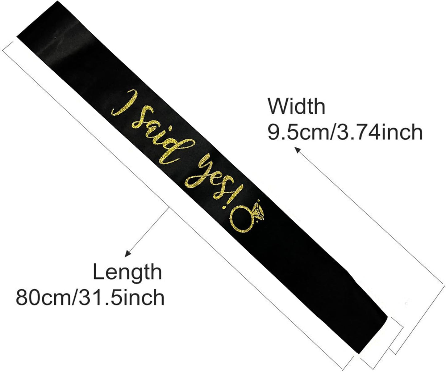 I Said Yes Sash for Women, Engagement Proposal Bachelorette Party Sash for Bridal Shower Wedding Party Favors Accessories Supplies Engagement Gifts for Bride to Be,Black