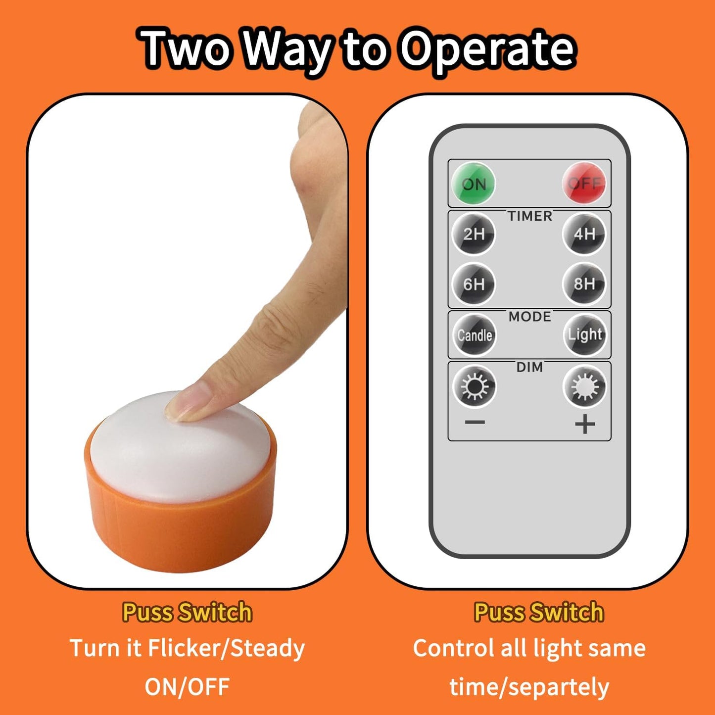 Halloween LED Pumpkin Lights, 6 Pack Battery Operated Jack-O-Lantern Lights with Remote Control and Timers, Orange Flickering Flameless Candles Ideal for Halloween Pumpkin Decorations